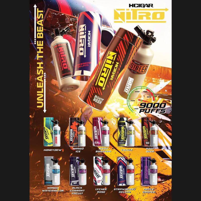 Hcigar Nitro 9000 Puffs Full Flavor List